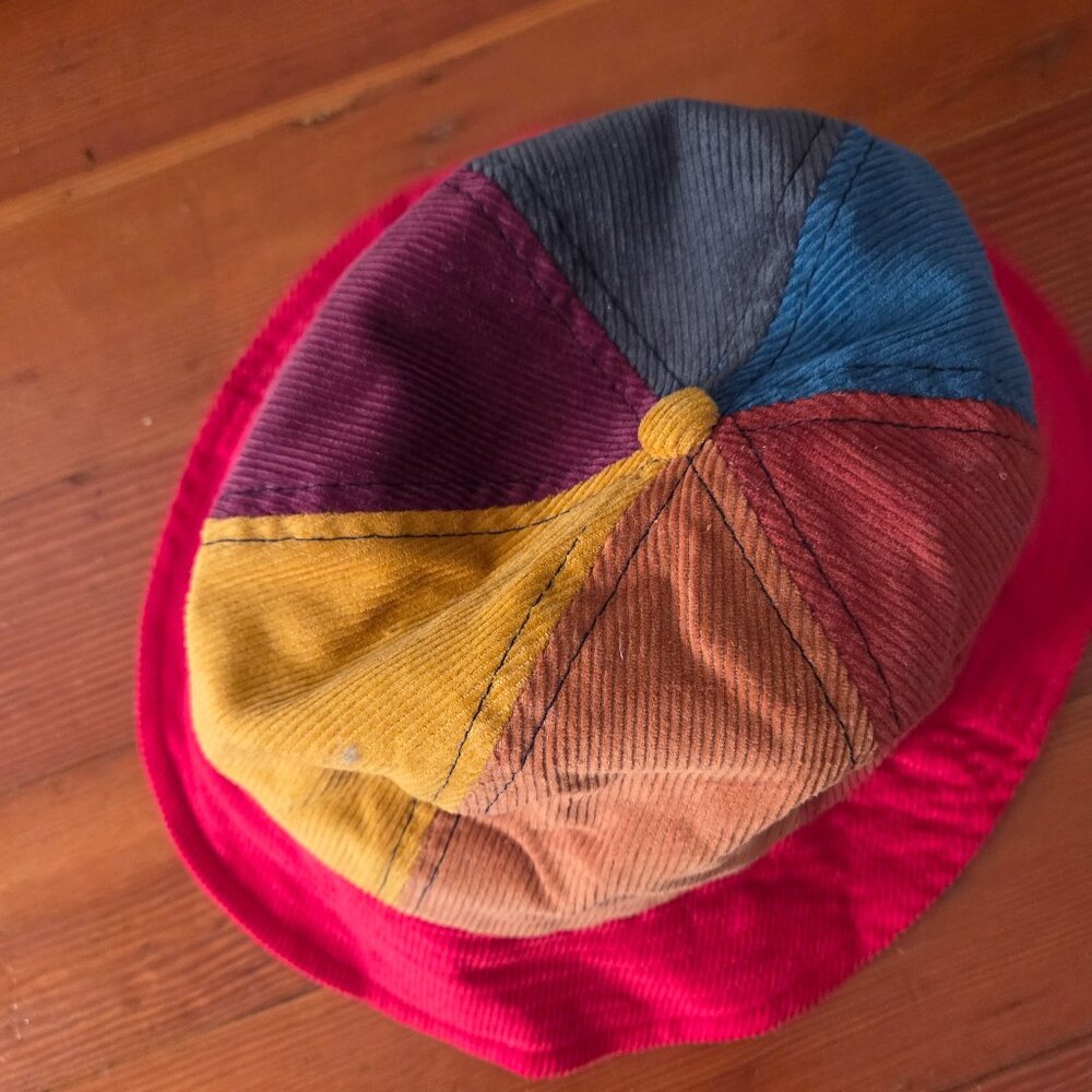 Camp High Hat Bucket Fitted One Size Multicolor Corduroy Patchwork Made USA Mens
